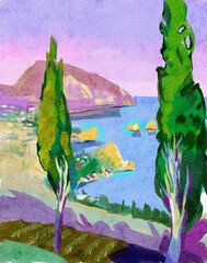 watercolor painting landscape