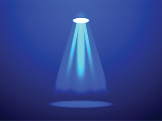 Colorful Blue Light Spot Overlay, Soft Spotlight Glow, Light Beam and Bokeh Effect