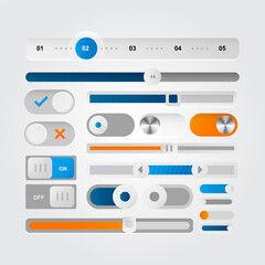 Icon set of mobile app UI UX buttons. Clean, modern shapes, scalable vector graphics, and versatile for dashboards, menus, and interfaces. Lightweight, customizable, crisp.