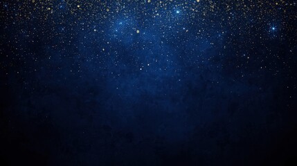 Obraz premium Deep Blue Night Sky Background with Magical Glowing Dust and Sparkles, Abstract Cosmic Texture
