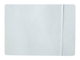 White adhesive glued paper sticker label with transparent background cut out design element