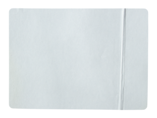 White adhesive glued paper sticker label with transparent background cut out design element