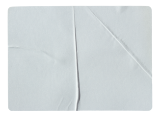 White adhesive glued paper sticker label with transparent background cut out design element