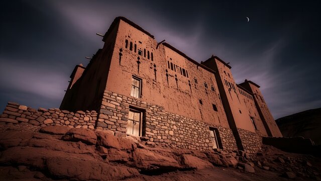 Ancient Fortified Agadir Anti-Atlas Mountains Morocco Twilight