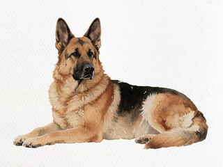 Loyal Companion: A Majestic German Shepherd, its intelligent eyes and alert posture evoke a sense of companionship and unwavering loyalty.