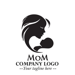 Mom and Baby Logo Symbol in Black on White Background for Gentle Minimalist Branding Design Art
