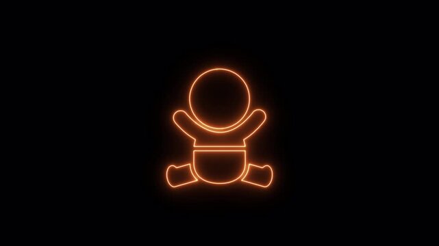 Human newborn baby, toddler or infant flat neon icon video animation for apps and websites	