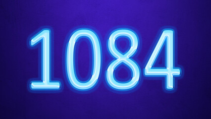 Glowing blue number design of 1084 on blue background.