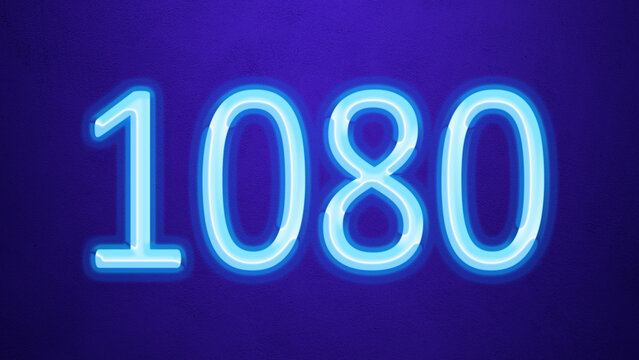 Glowing blue number design of 1080 on blue background.