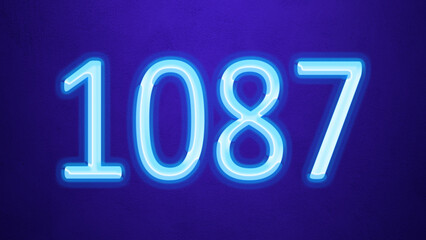 Glowing blue number design of 1087 on blue background.