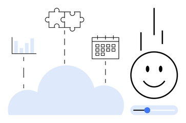 Cloud computing concept. Cloud computing integrates tools thumbs up scheduling, data insights, and user experience features. Cloud computing enhances digital workflows, data analysis, online