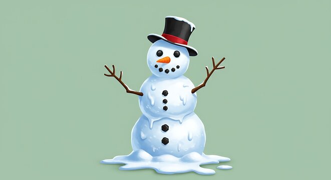 Happy Snowman Character With Smiling Face Winter Holiday Cheer - Powered by Adobe