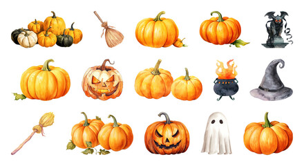 Whimsical Halloween pumpkin illustrations.