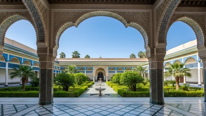 Fototapeta premium Bahia Palace Courtyard, Marrakech, Morocco Architecture