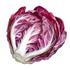 Obraz premium Radicchio Watercolor Clipart PNG, Transparent Background