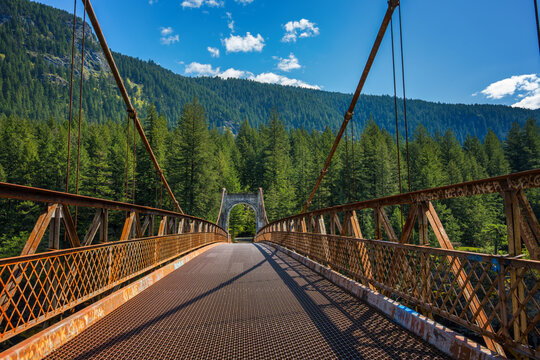 Old Alexandra Bridge features historic architecture over Fraser river