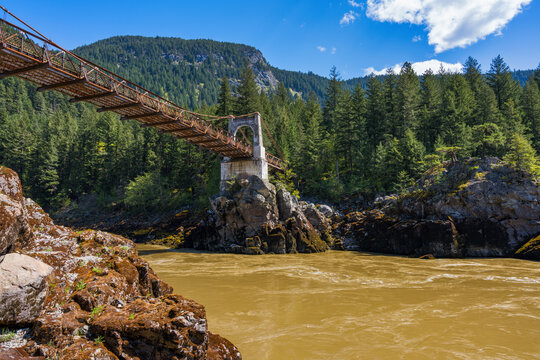 Old Alexandra Bridge crossing Fraser river in British Columbia, Canada
