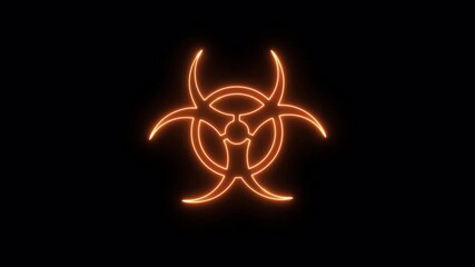 Biohazard neon icon video animation for apps and websites - Powered by Adobe