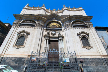 CATANIA, ITALY. The ornate Baroque facade of Badia di Sant'Agata church