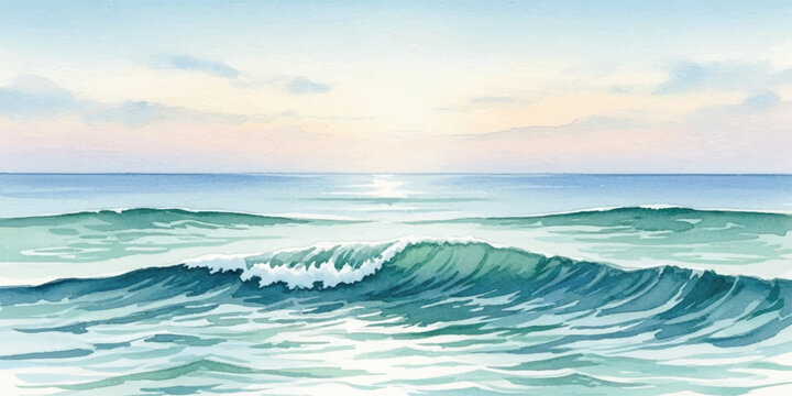Watercolor painting of ocean waves a serene seascape illustration perfect for backgrounds and travel themes