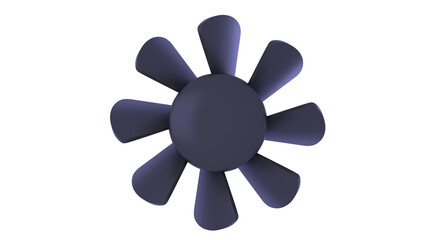 Industrial Fan for devices. Front view. 3D rendering isolated on white background. Ideal for professionals, educational, engineering, and industrial design.