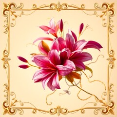 Obraz premium Elegant Lilies Floral Frame Vintage Botanical Artwork