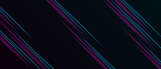 abstract turquoise and purple lines shine on the dark.