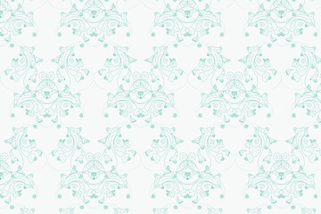 An intricate, ornate paisley and floral scroll pattern rendered in a refreshing, vibrant teal/turquoise, ideal for bold summer apparel decorative home accents.