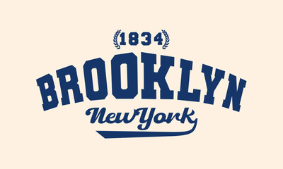 Retro typography college varsity Brooklyn newyork slogan print for graphic tee, t-shirt, sweatshirt, and poster design - vector