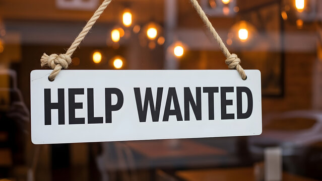 Help Wanted sign in store window