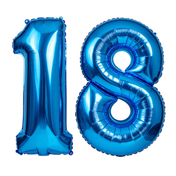 A Bright Blue 18 Helium Balloon: Celebrate a special milestone with a striking, metallic blue 18 helium balloon. The glossy finish catches the light, adding a touch of elegance and festive cheer.