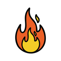 A colorful illustration depicts a stylized flame with vibrant hues