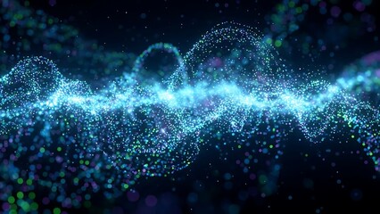 “dynamic blue energy wave, glowing particle motion, futuristic digital flow background