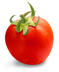 Fresh Red ripe tomato isolated on white background with clipping path.