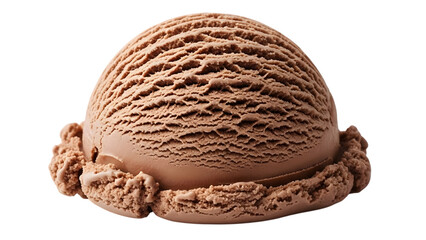 Single scoop of chocolate ice cream isolated on transparent background