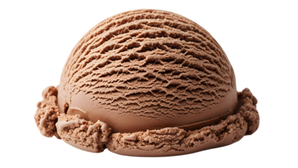 Single scoop of chocolate ice cream isolated on transparent background