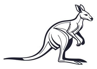 Stylized outline of a kangaroo on a black background