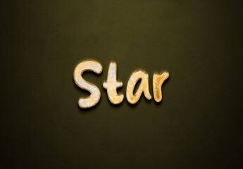 Old gold text effect of word Star with 3D glossy style Mockup.