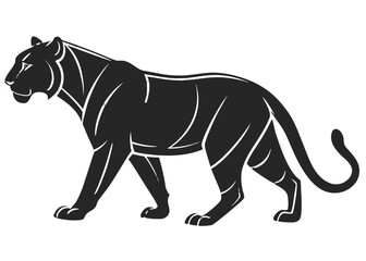 Stylized black panther silhouette walking profile view