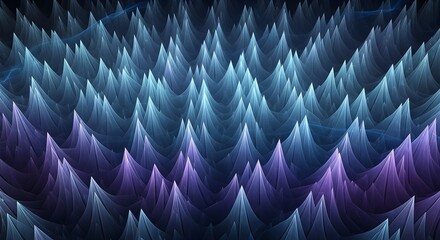 Obraz premium Abstract fractal pattern with sharp blue and purple spikes creating a textured, futuristic landscape.