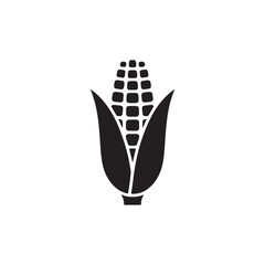 Simple black corn cob icon, a vector graphic symbol for maize, agriculture, and healthy eating, isolated on a white background