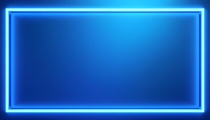 Looping neon 3D animation featuring abstract blue frames surrounding a simple geometric banner display panel