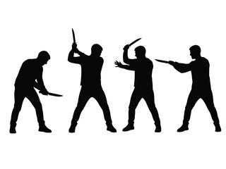 Fototapeta premium Silhouette of man fighting with knife