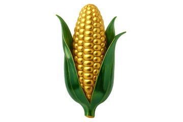 Golden corn ear symbolizing wealth and prosperity, representing harvest, agriculture, and successful farming on transparent background