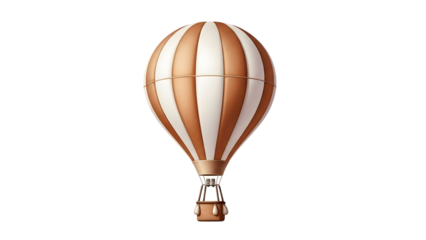 Vintage hot air balloon with stripes isolated on transparent background