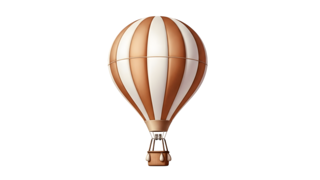 Vintage hot air balloon with stripes isolated on transparent background