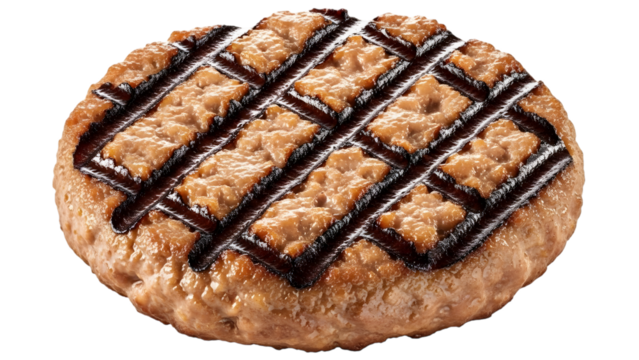 Grilled hamburger patty isolated on transparent background - Powered by Adobe