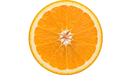 Vibrant orange slice cross section isolated on transparent background