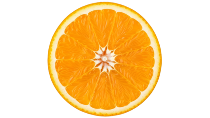 Vibrant orange slice cross section isolated on transparent background