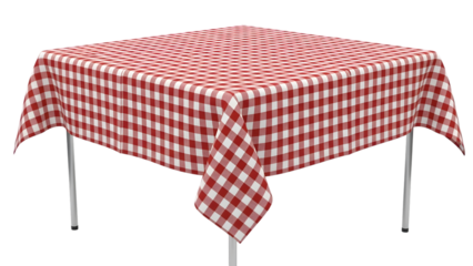 Red and white checkered tablecloth isolated on transparent background